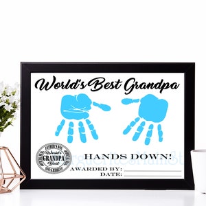 World's Best Grandpa Award DIY Keepsake For Dad from Kids Father's Day Gift INSTANT Download Fathers Day Printable Handprint Art image 1