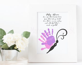 DIY Birthday Gift from Kids for Nana - Butterfly Handprint - INSTANT Download Mother's Day Printable - Handprint Art