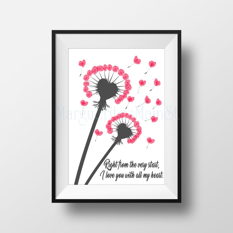 DIY Dandelion Fingerprint Art Valentine's Day Gift from Kids INSTANT Download Printable Handprint Art image 2