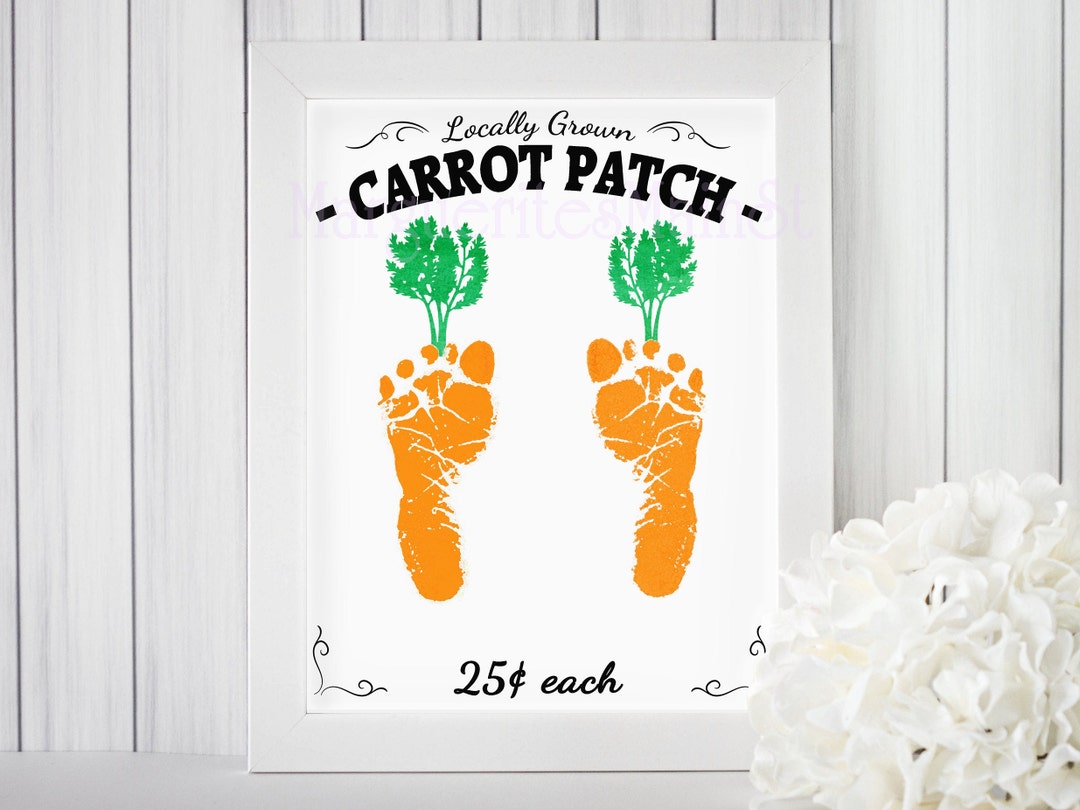 DIY Carrot Patch Footprint Keepsake Art, Gift From Baby, Easter Gift