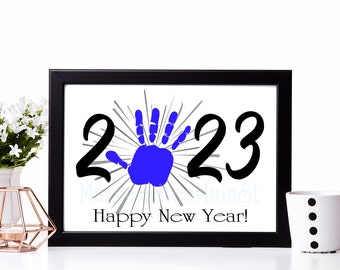 2023 DIY Handprint Art, Happy New Year Keepsake, Firework Art Print, INSTANT Download Printable, Handprint Art