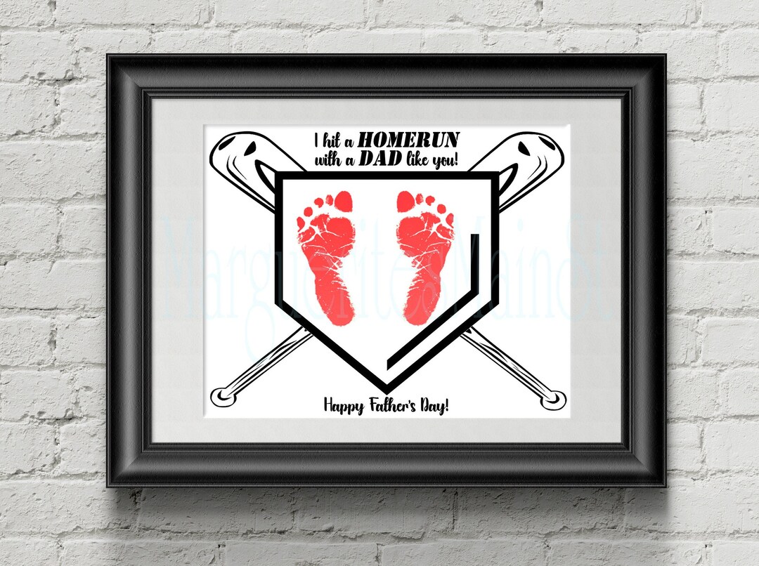 Dad Homerun DIY Footprint Baseball Art, Father's Day Gift From Kids