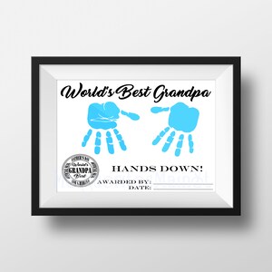 World's Best Grandpa Award DIY Keepsake For Dad from Kids Father's Day Gift INSTANT Download Fathers Day Printable Handprint Art image 2