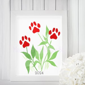 DIY Pfotenabdruck-Kunst, Pfotenblumen, Geschenk vom Hund, Geschenk für Haustiereltern, Hundemama-Geschenk, SOFORTIGER Download zum Ausdrucken, Pfotenabdruck-Kunst