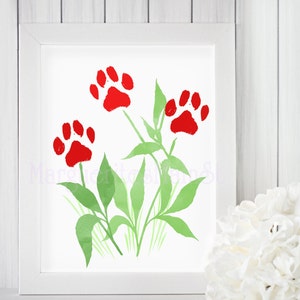 DIY Pfotenabdruck Kunst, Pfote Blumen, Geschenk vom Hund, Geschenk für Haustier Eltern, Hund Mama Geschenk, INSTANT Download druckbare, Pfotenabdruck Kunst