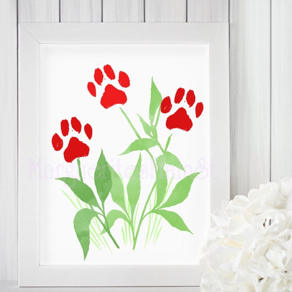 DIY Paw Print Art, Paw Flowers, Gift from Dog, Gift for Pet Parent, Dog Mom Gift, INSTANT Download Printable, Paw Print Art