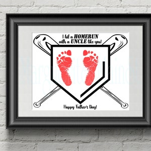 Homerun Uncle DIY Footprint Baseball Art, Father&#39;s Day Gift from Kids, INSTANT Download Printable Footprint Art