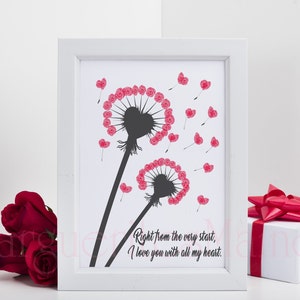 DIY Dandelion Fingerprint Art Valentine's Day Gift from Kids INSTANT Download Printable Handprint Art image 1