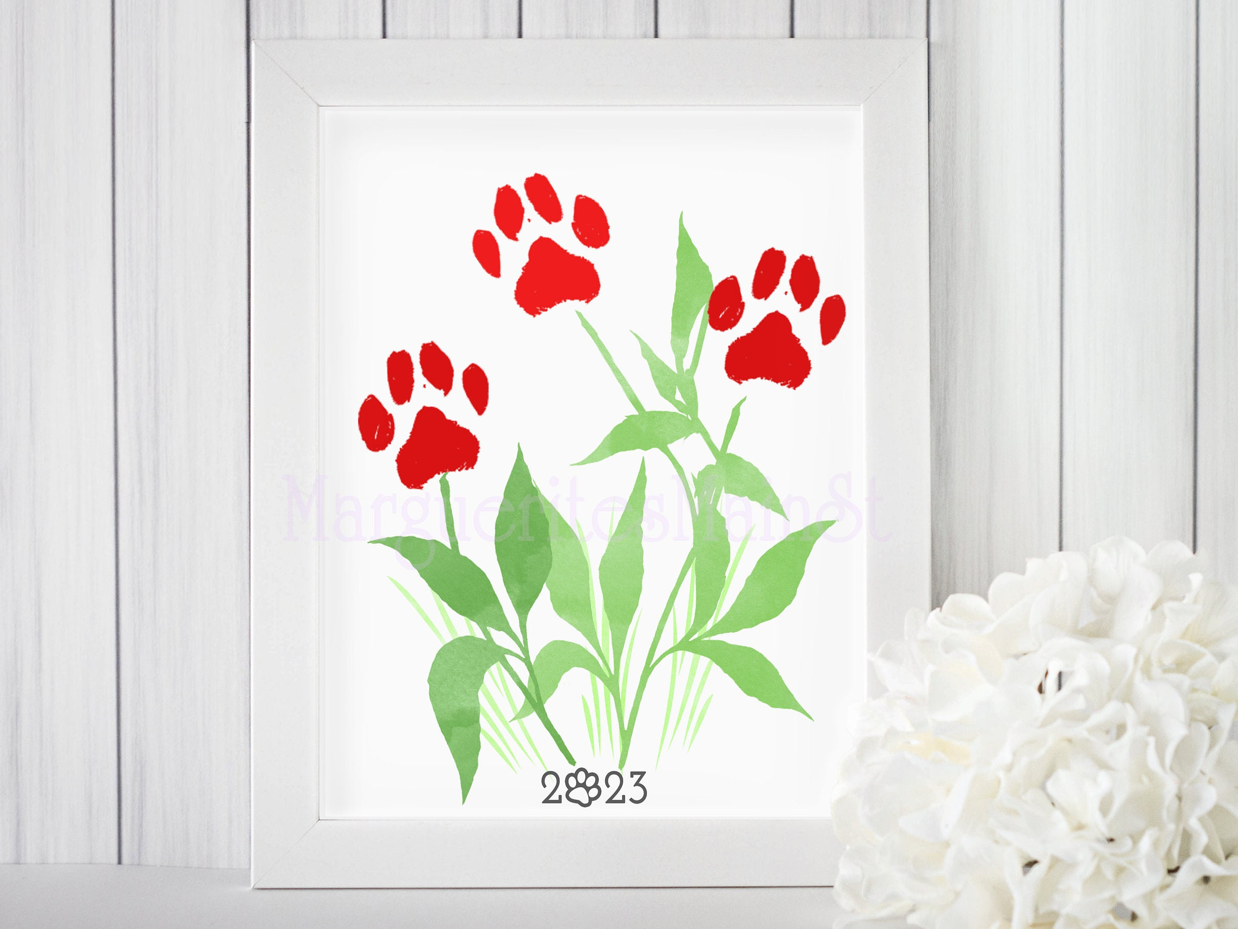 DIY Paw Print Art Paw Flowers Gift From Dog Gift for Pet Etsy