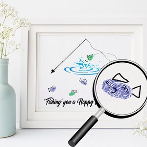 DIY Fishing Print Art - Father&#39;s Day Gift from Kids - INSTANT Download Fathers Day Printable - Handprint Art - Watercolor Art