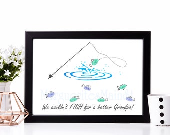 DIY Father's Day Gift For Grandpa from Kids - INSTANT Download Fathers Day Printable - Handprint Art - Watercolor Art