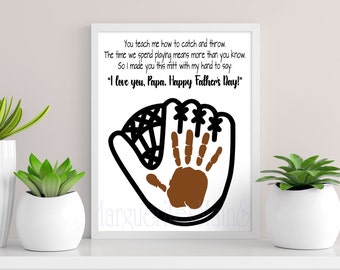 Papa - DIY Handprint Baseball Mitt Art - Father's Day Gift from Kids - INSTANT Download Printable - Footprint Art
