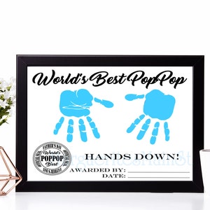 Welt beste PopPop Award - DIY Andenken von Kindern - Vatertagsgeschenk - INSTANT Download - Vatertag druckbare - Handprint Kunst