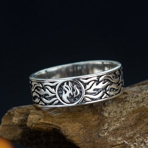 Four Elements Fire ring, Sterling silver, made in Ukraine, Oringo Celtic jewelry