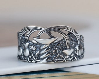 Philosopher ring inspired by Hryhorii Skovoroda, Sterling silver, Oringo meaningful jewelry, made in Ukraine, fountain of life ring