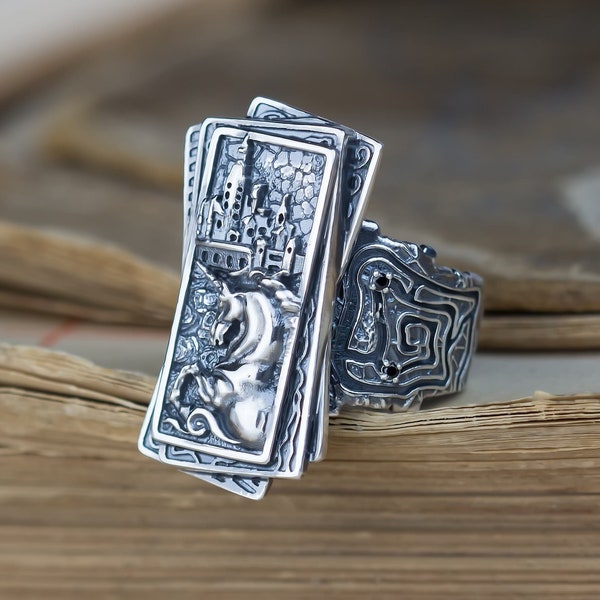 Magic Unicorn ring Sterling silver, inspired by The Chronicles of Amber, Oringo meaningful jewelry, made in Ukraine