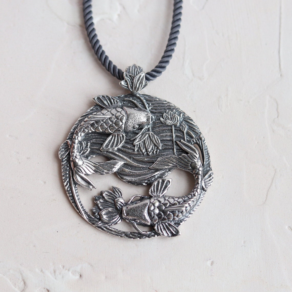 Sterling silver cute yin yang fish pendant 925 silver