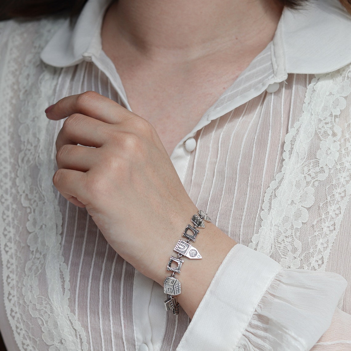 925 silver architecture bracelet with houses & clock tower Etsy