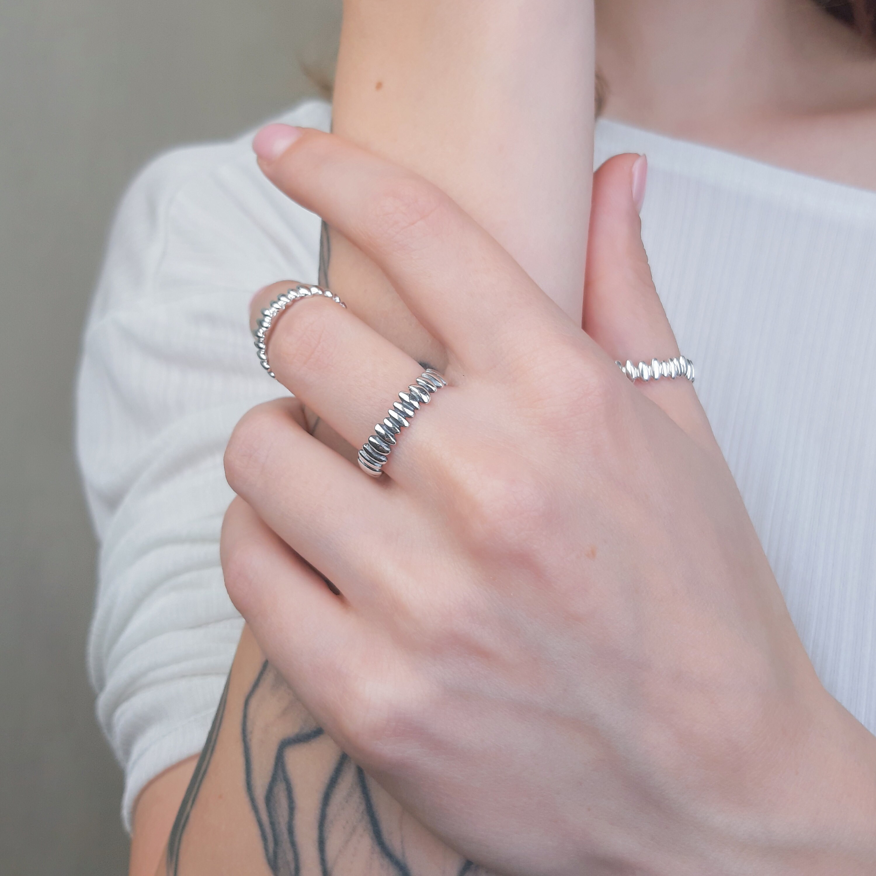 Zen stones minimalist silver ring Etsy