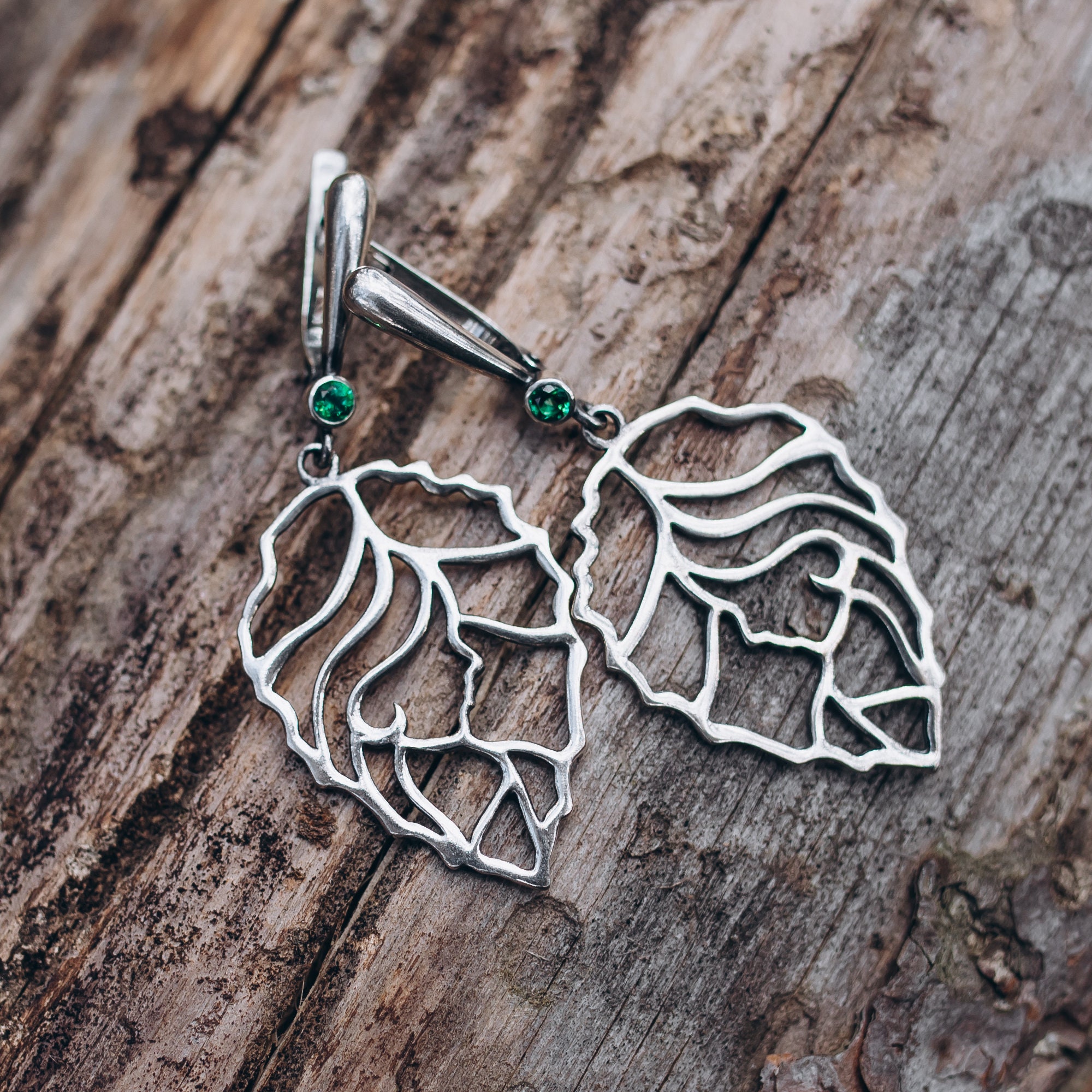 Forest Spirit silver earrings leaf earrings Etsy