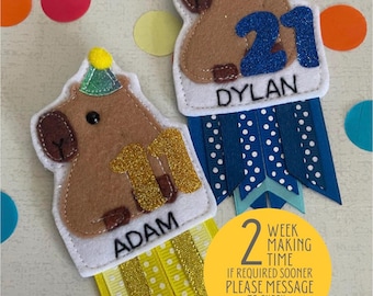 Personalised Capybara Birthday Badge