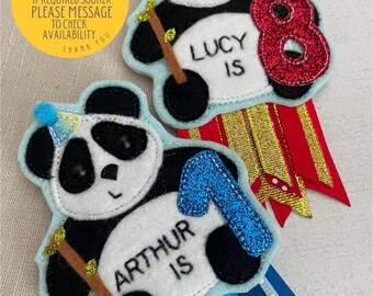 Personalised Panda Birthday Badge