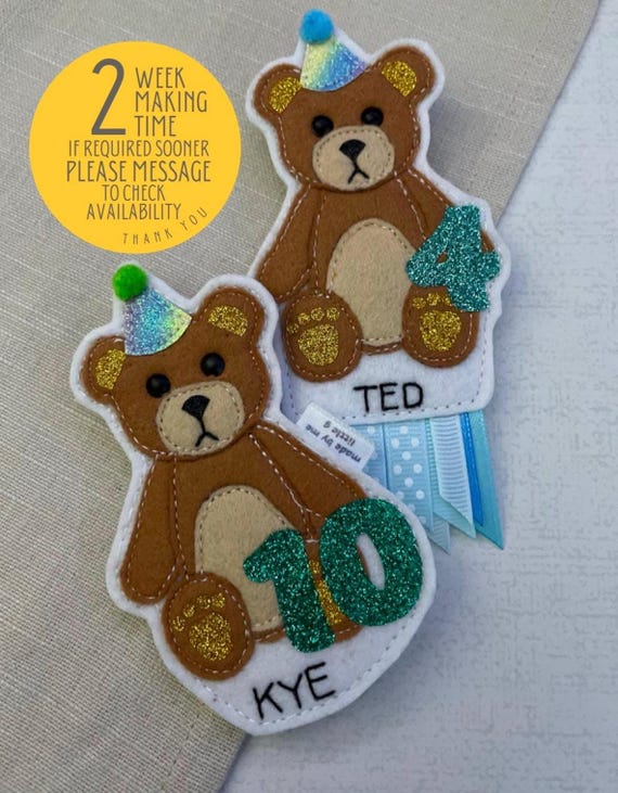 Personalised Teddy Bear Birthday Badge