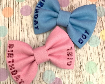 Small size Birthday bow tie,dog bow tie, dog birthday bow, birthday girl dog bow tie, birthday boy dog bow, cat bow tie