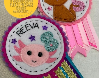 Custom Animal Birthday Rosette Badge: Personalised Party Badge