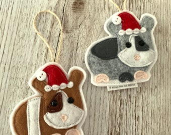 Guinea pig Christmas decorations, Personalised option available, guinea pig Christmas tree decoration