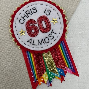 Red Rainbow Sparkle Personalised Birthday Badge Rosette,birthday Badge ...