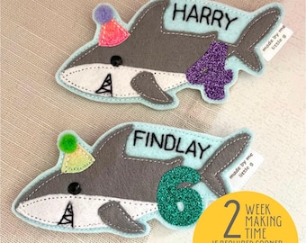 Personalised Shark Birthday Badge