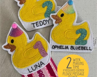 Personalised Rubber Duck Birthday Badge