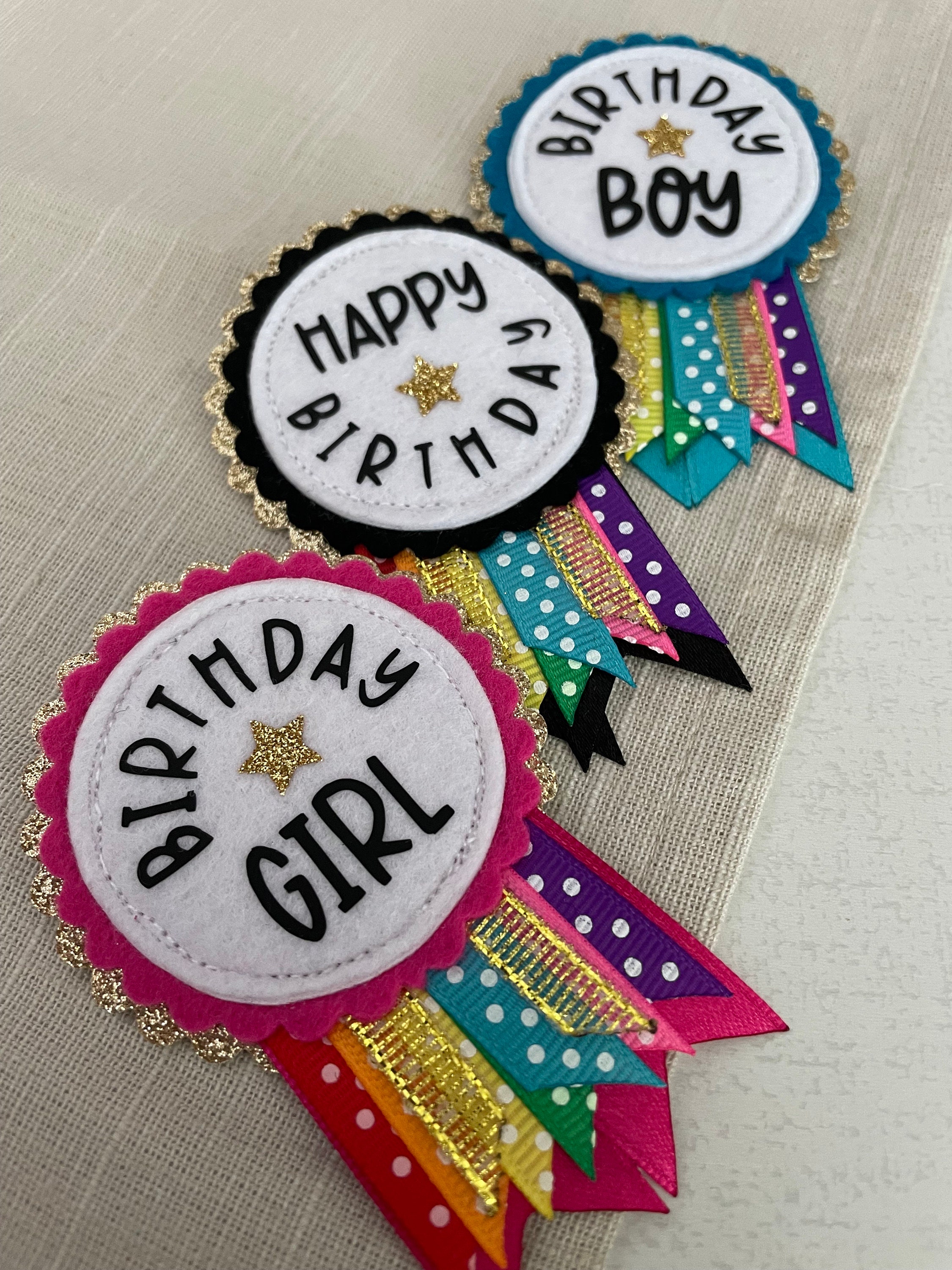 Rainbow Sparkle Birthday Badge Rosette - Etsy UK