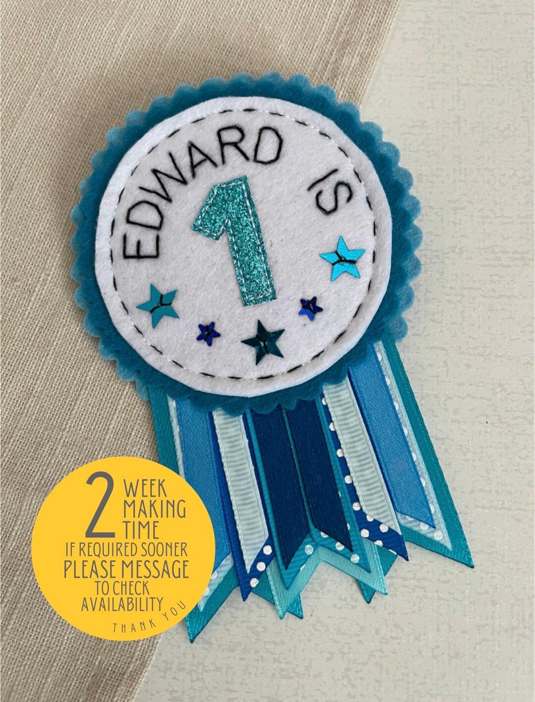 Blue Personalised Birthday Rosette Badge - Etsy