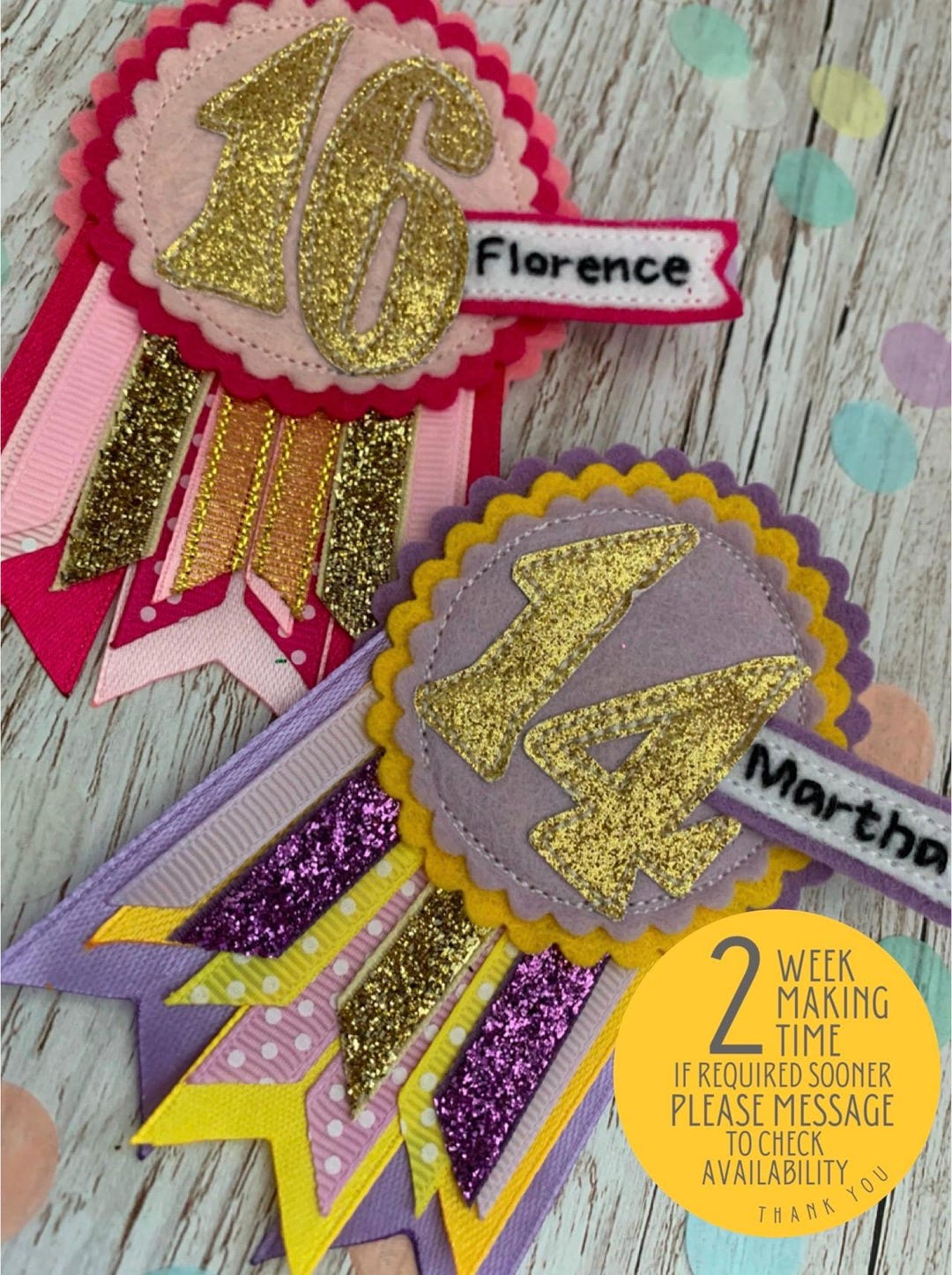 Personalised Birthday Rosette Badge: Custom Milestone Celebration Badge ...