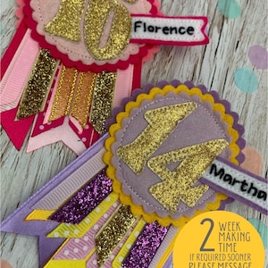 Personalised Birthday Rosette Badge: Custom Milestone Celebration Badge