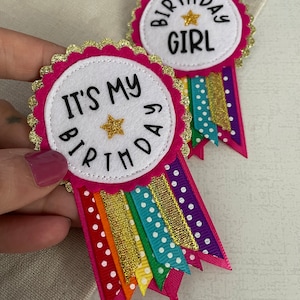 Rainbow Sparkle Birthday Badge Rosette - Etsy UK