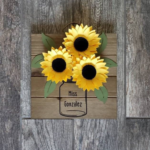 Mason Jar Bouquet Wood Plaque 3D Flower Wall Art Square Home Etsy