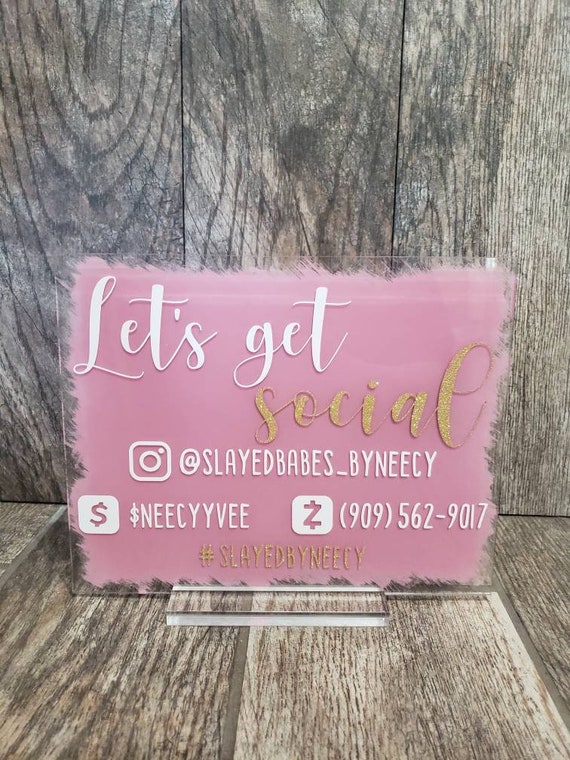 Let's Get Social Acrylic Business Sign Etsy Canada