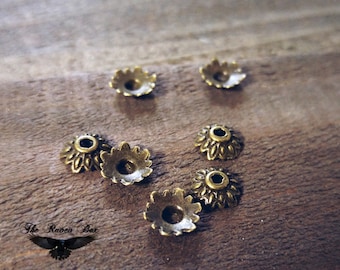 Bronze Bead Caps 8mm Flower Bead Caps Antiqued Bronze Metal Bead Caps Ornate Bead Caps 10 pieces