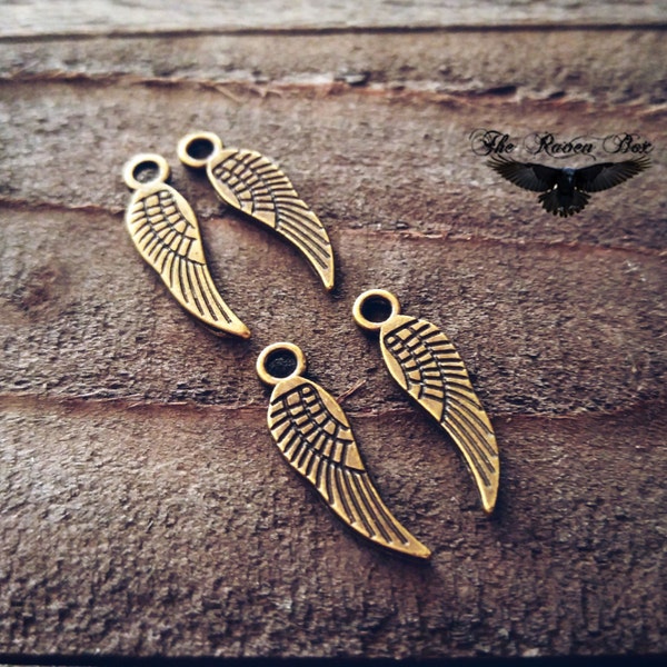 Angel Wing Charms Bronze Wing Charms Miniature Charms Miniature Wings Angel Wings Bronze Charms Wholesale Charms Tiny Charms 4 pieces