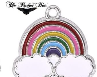 Breloque arc-en-ciel en émail, pendentif ciel argenté, breloque individuelle 20mm