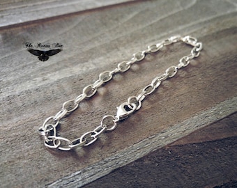 Charm Armband Antiqued Silber Gliederarmband Kette Blank Charm Armband Großhandel Armband Gliederkette Fertige Kette 7,5 "bis 8"