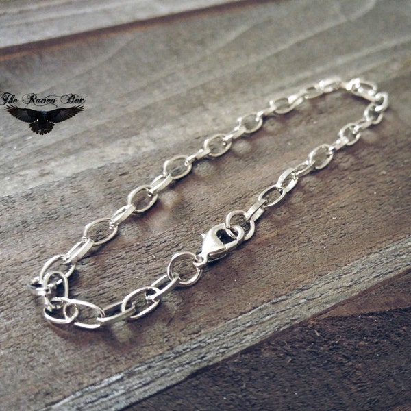 Charm Bracelet Antiqued Silver Link Bracelet Chain Blank Charm Bracelet Wholesale Bracelet Link Chain Finished Chain 7.5" to 8"