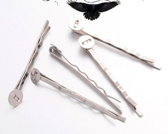 Bobby Pin Blanks Hair Pin Blanks Silver Bobby Pin Blanks Blank Bobby Pins Antiqued Silver Hair Pin 5pcs