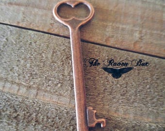 Kupfer Schlüssel Charm Schlüssel Anhänger Antiqued Kupfer Skeleton Schlüssel Steampunk Schlüssel Kupfer Anhänger Charms durch das Stück Großhandel Schlüssel 53mm