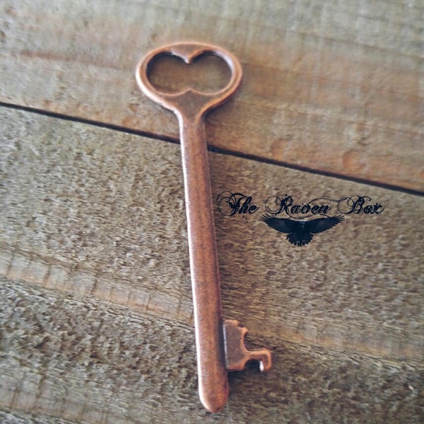 Copper Key Charm Key Pendant Antiqued Copper Skeleton Key Steampunk Key Copper Pendant Charms by the Piece Wholesale Key 53mm