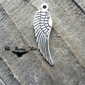 Angel Wing Charm Antiqued Silver Wing Pendant Double Sided Wholesale Charm Charms by the Piece 30mm 1.18&quot;