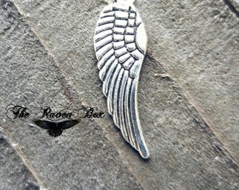 Angel Wing Charm Antiqued Silver Wing Pendant Double Sided Wholesale Charm Charms by the Piece 30mm 1.18"